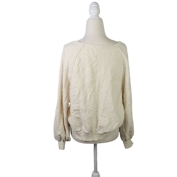 Free People cream textured knit slouchy balloon sleeve sweater Small - Picture 5 of 7